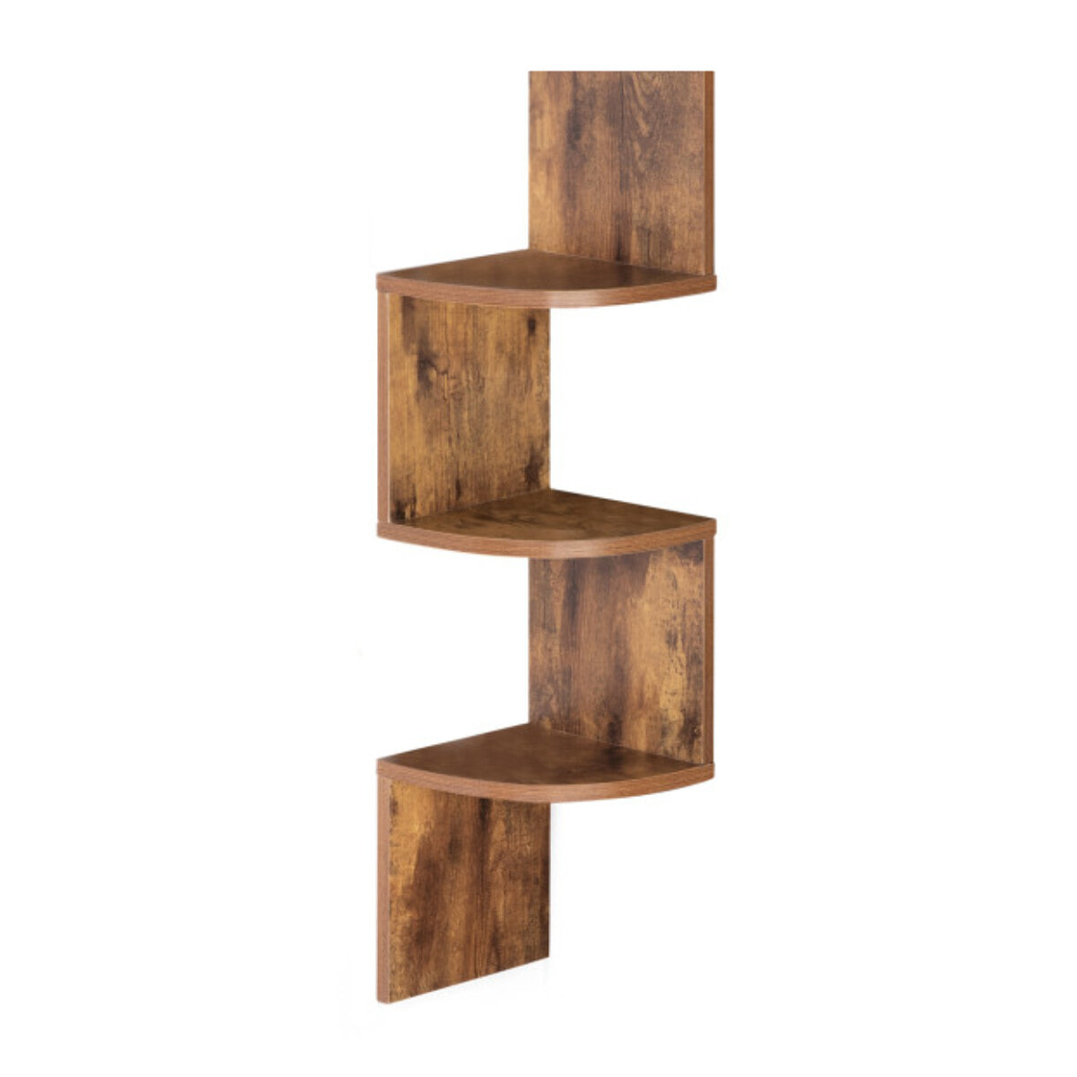 Etagère murale d'angle avec niches 120cm - Bois vieilli