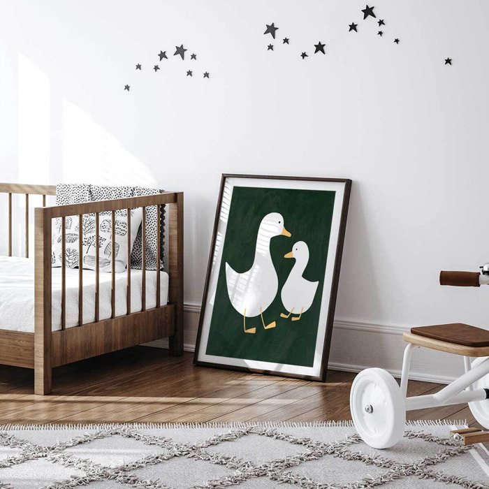Affiche enfant oie  Affiche sous cadre noir