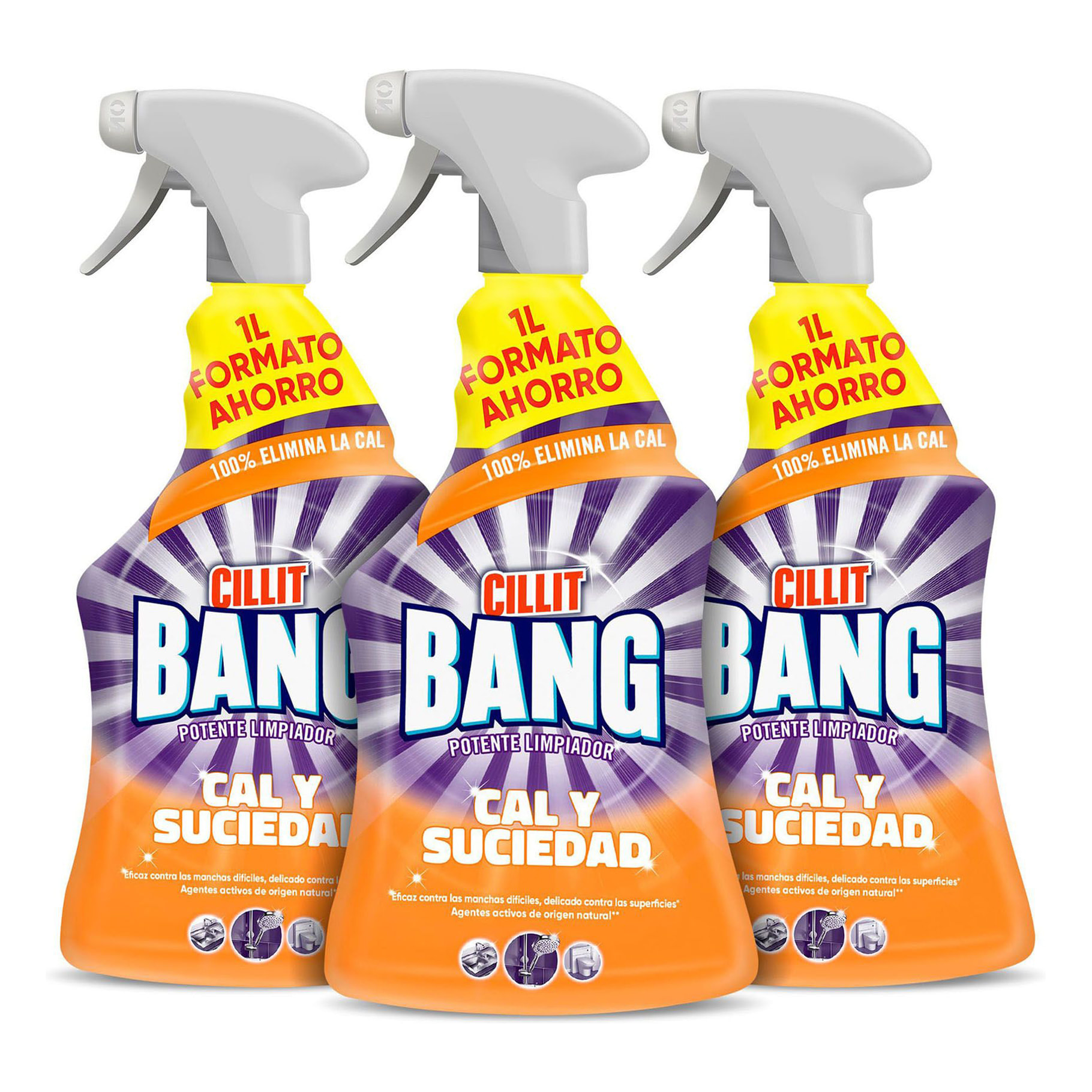 Cillit Bang - Spray Limpiador Cal y Suciedad, para Baño - Pack 3x 1 L