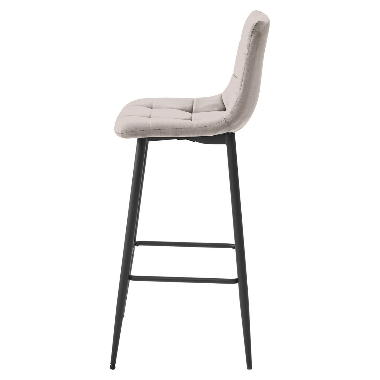 Sgabello da bar Arceto in velluto beige scuro e metallo nero