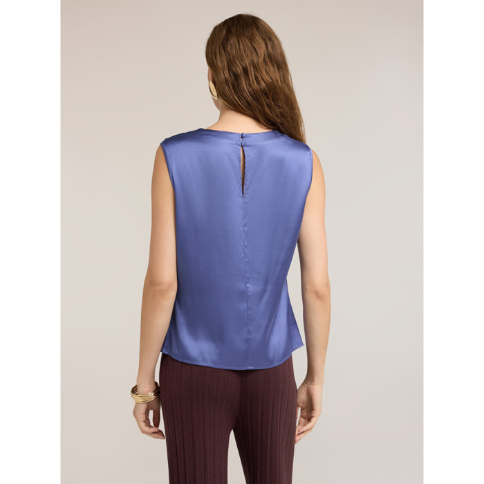 Motivi - Top in raso con drappeggio asimmetrico - Blu
