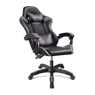 Silla gaming reclinable y con altura ajustable en negro y gris 117-128 cm Viper Negro - Gris