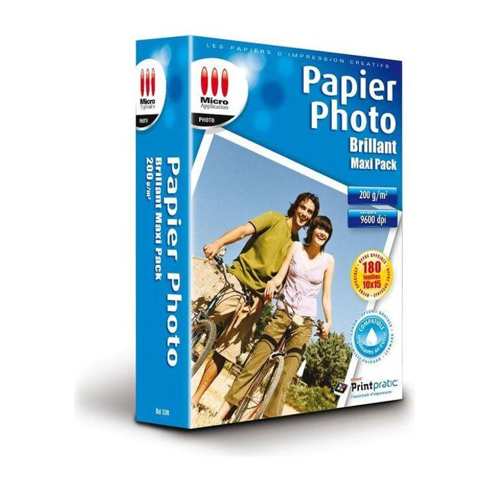 Papier photo MICRO APPLICATION Photo Maxi Pack 10x15 Brillant 200g 180f