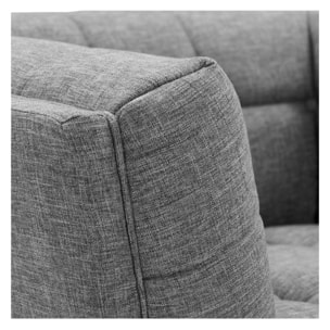 Fauteuil capitonné en tissu gris - Carmen