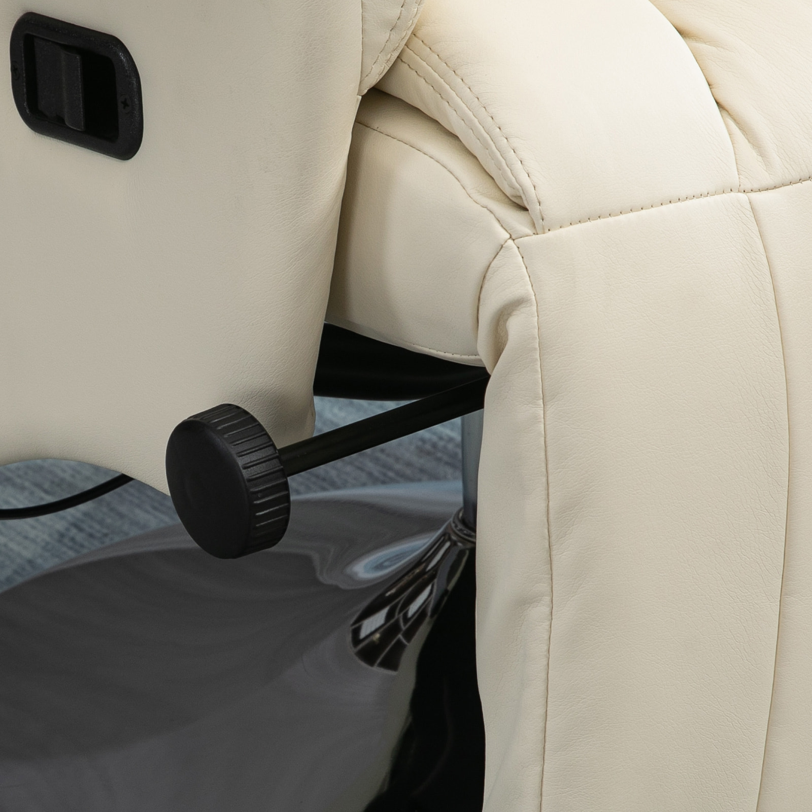 Fauteuil relax inclinable repose-pied réglable pivotant 360° piètement métal chromé revêtement synthétique crème