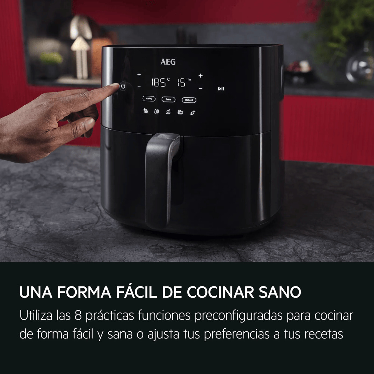 AEG Freidora de aire de 3,3 litros y 8 programas AAF3B