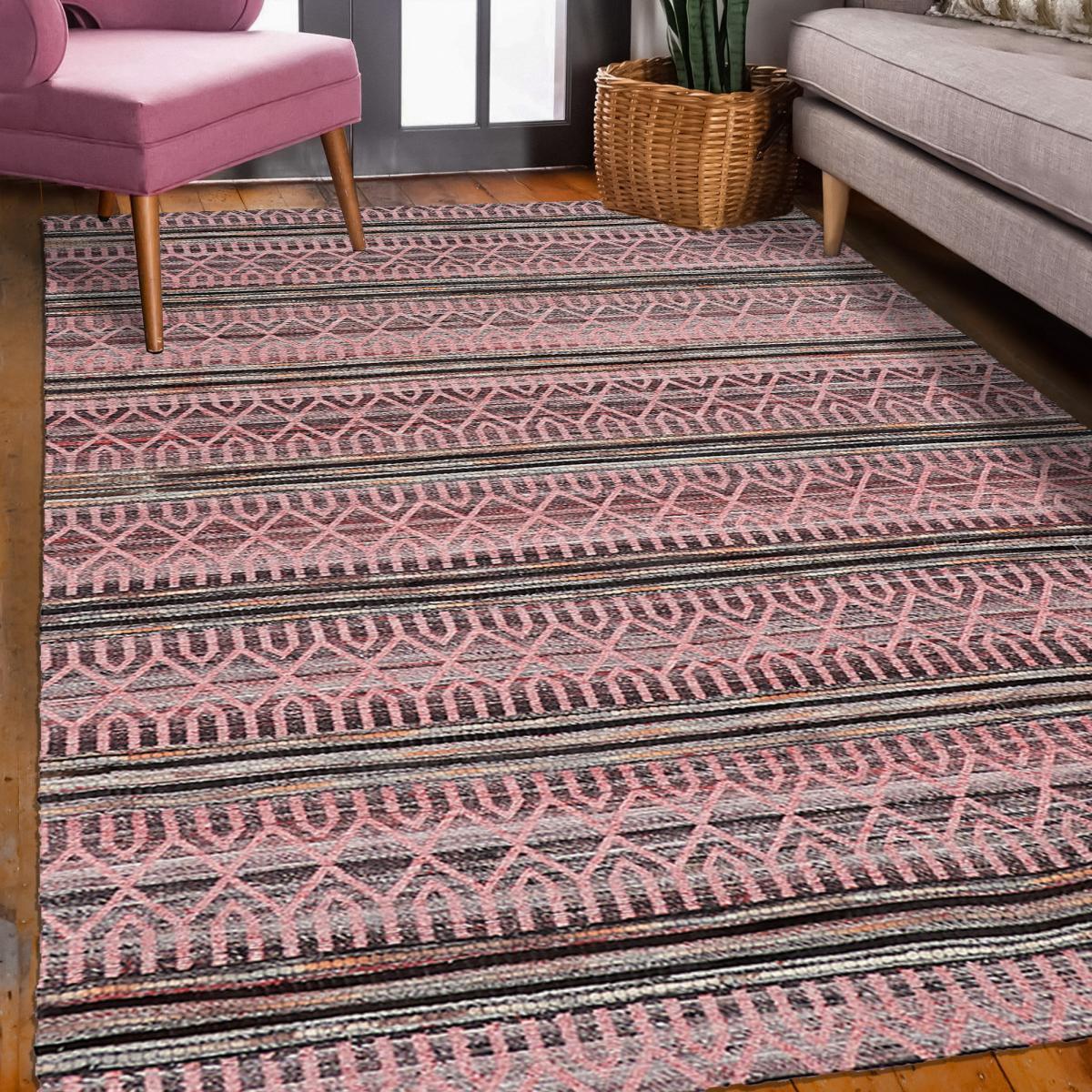Tapis artisanal DAHO, tapis fin sans velours : Kilim