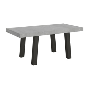 Table extensible 90x200/304 cm Bridge Gris Béton cadre Anthracite