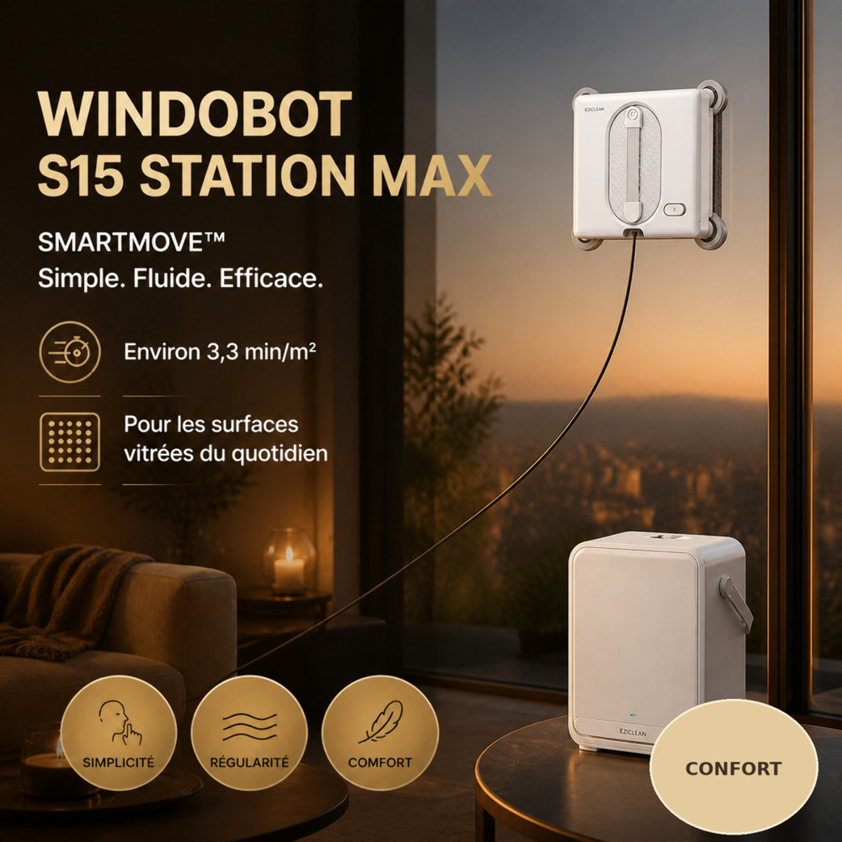 Robot Lave-vitres avec Station eziclean®Windobot S15 Station MAX