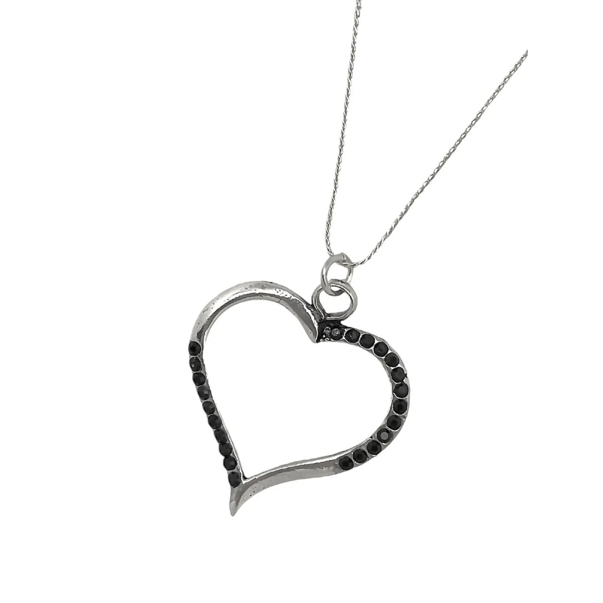 Collar Cuore negro en plata 7-10 micras