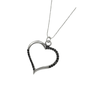 Collar Cuore negro en plata 7-10 micras