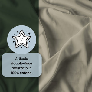 COMPLETO LETTO NATURAL COLOR, 100% Cotone, Made in Italy - VERDE OLIVA/TORTORA