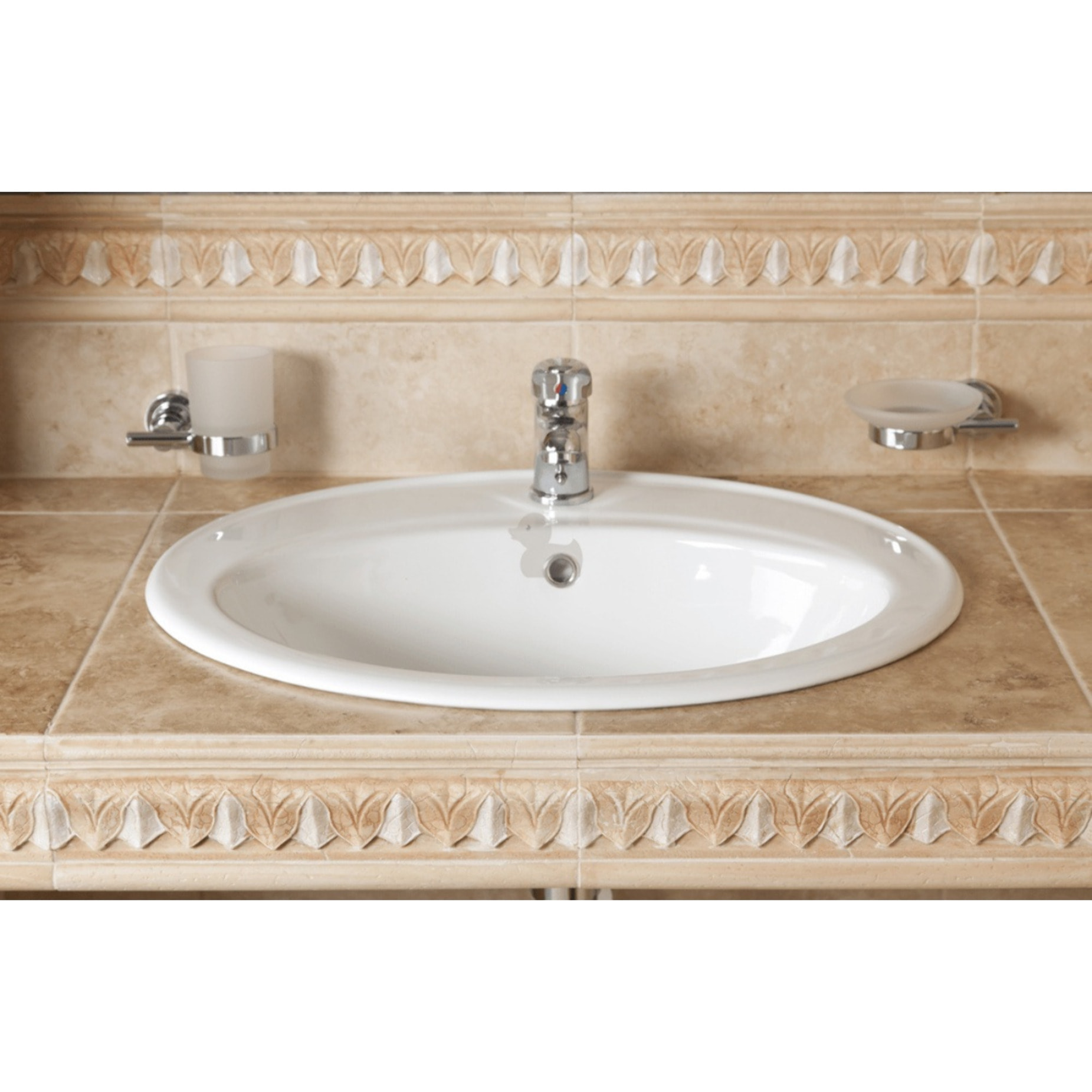 Vasque à encastrer 55 x 47,5 cm - blanc brillant - avec trop-plein - 1 trou de robinetterie centré - Multi Eur