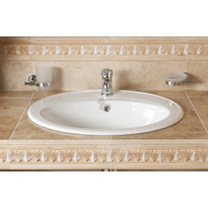 Vasque à encastrer 55 x 47,5 cm - blanc brillant - avec trop-plein - 1 trou de robinetterie centré - Multi Eur