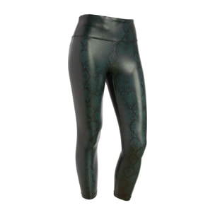 Leggings vita alta 7/8 in tessuto coated effetto snake