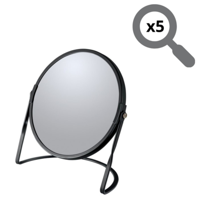 Miroir grossissant sur pied Acier AKIRA Noir mat Spirella