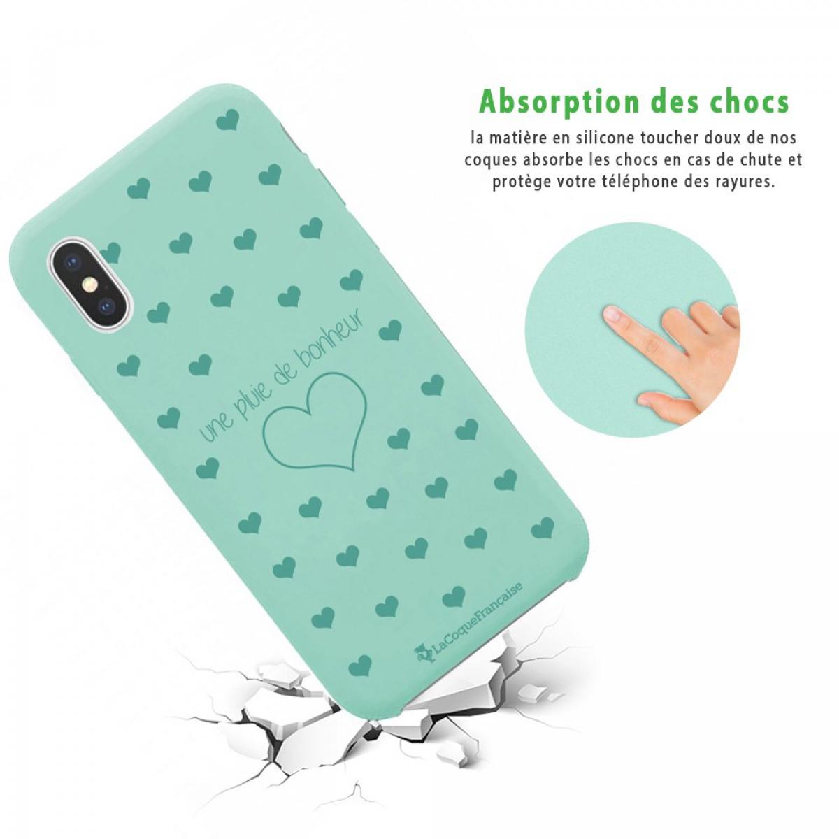 Coque iPhone X/Xs Silicone Liquide Douce vert pâle Pluie de Bonheur Vert d'eau La Coque Francaise.