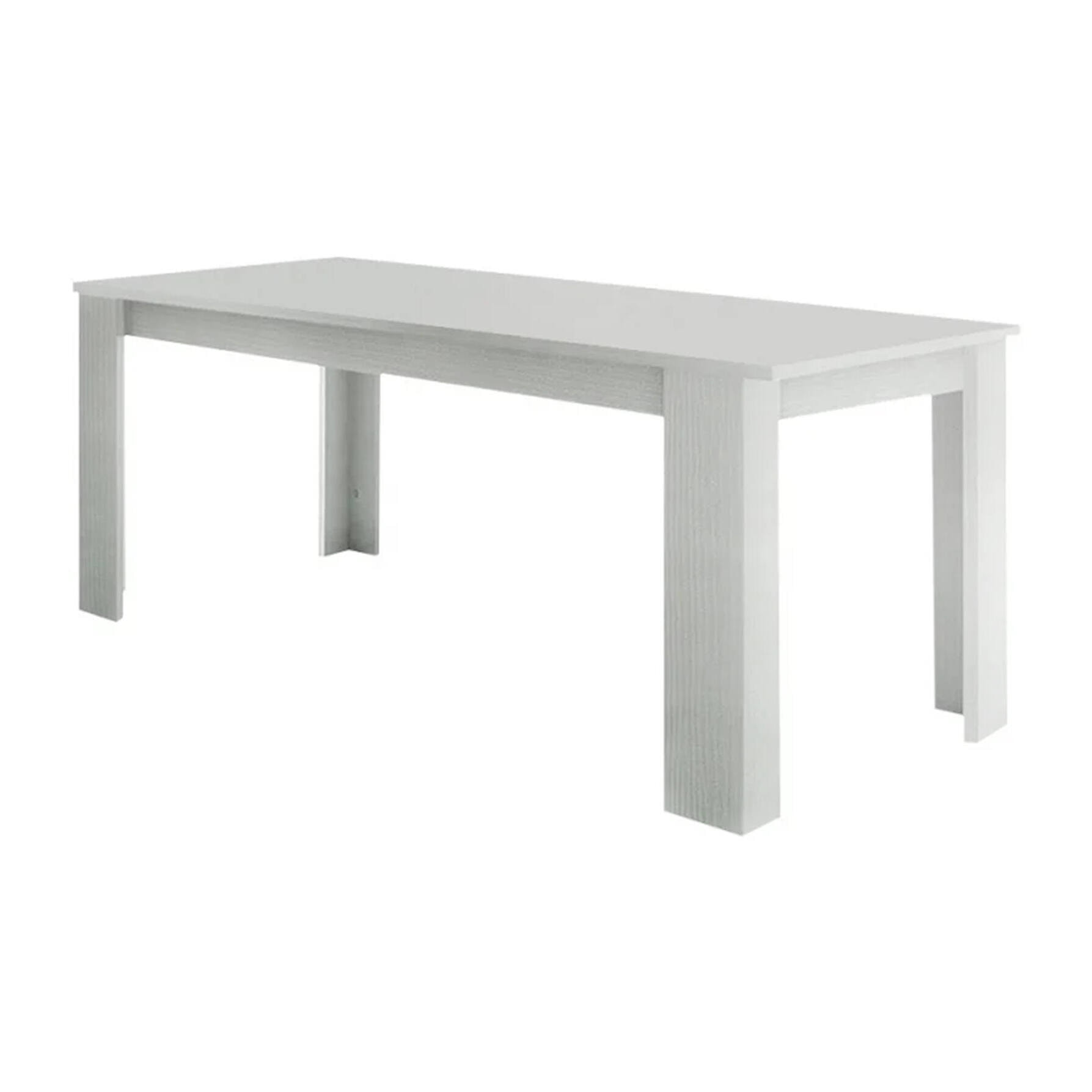 Tavolo per sala da pranzo estensibile, Made in Italy, Tavolo moderno con allunghe, Consolle allungabile, cm 140/190x90h75, colore Bianco lucido Larice