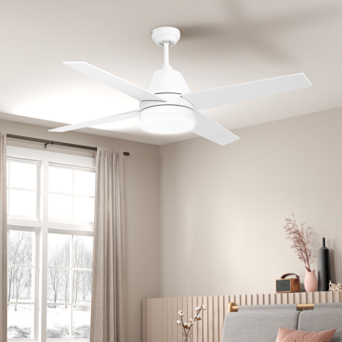 Ventilador de Techo con Luz 46W Ø129 cm Motor DC Ventilador de Techo Silencioso con 4 Aspas Reversibles Mando a Distancia 6 Velocidades y Temporizador para Dormitorio Salón