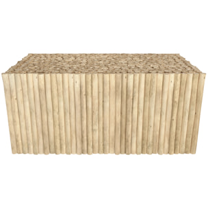 Salon de jardin blanc 4 personnes en bois de teck, canapé, table basse - Sunny