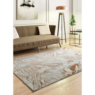 KEOPS Alfombra abstracta con relieve beige/caldera, varias medidas disponibles.