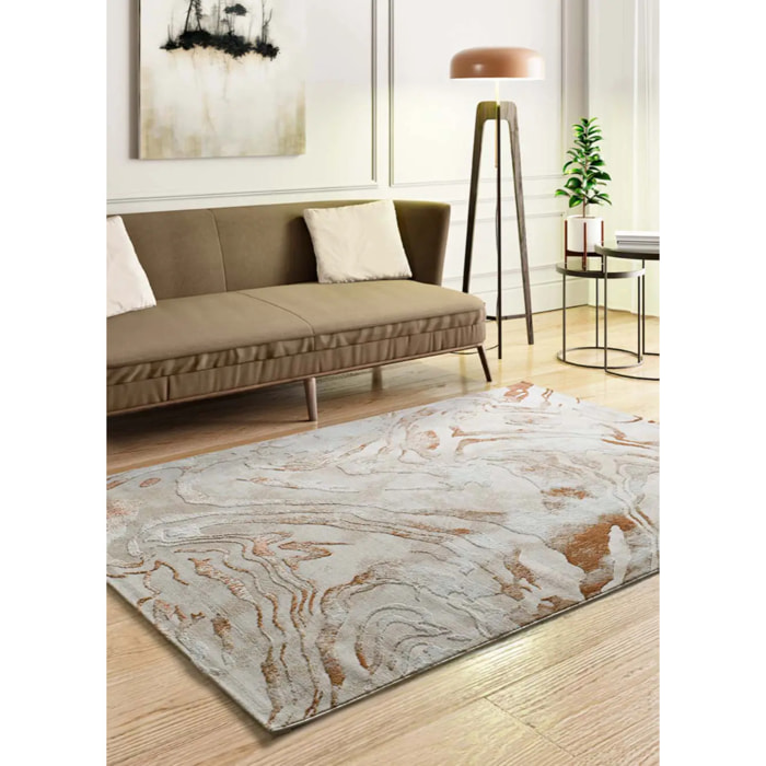 KEOPS Alfombra abstracta con relieve beige/caldera, varias medidas disponibles.