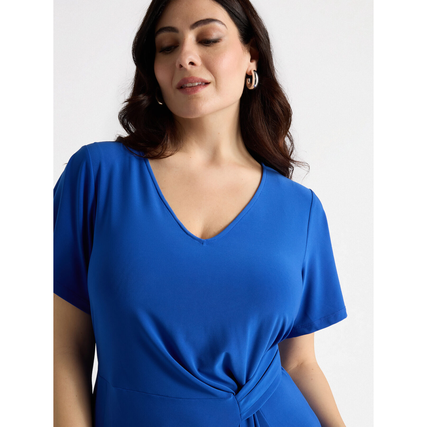 Fiorella Rubino - Vestido en tejido de punto con trabilla lateral - Azul aciano