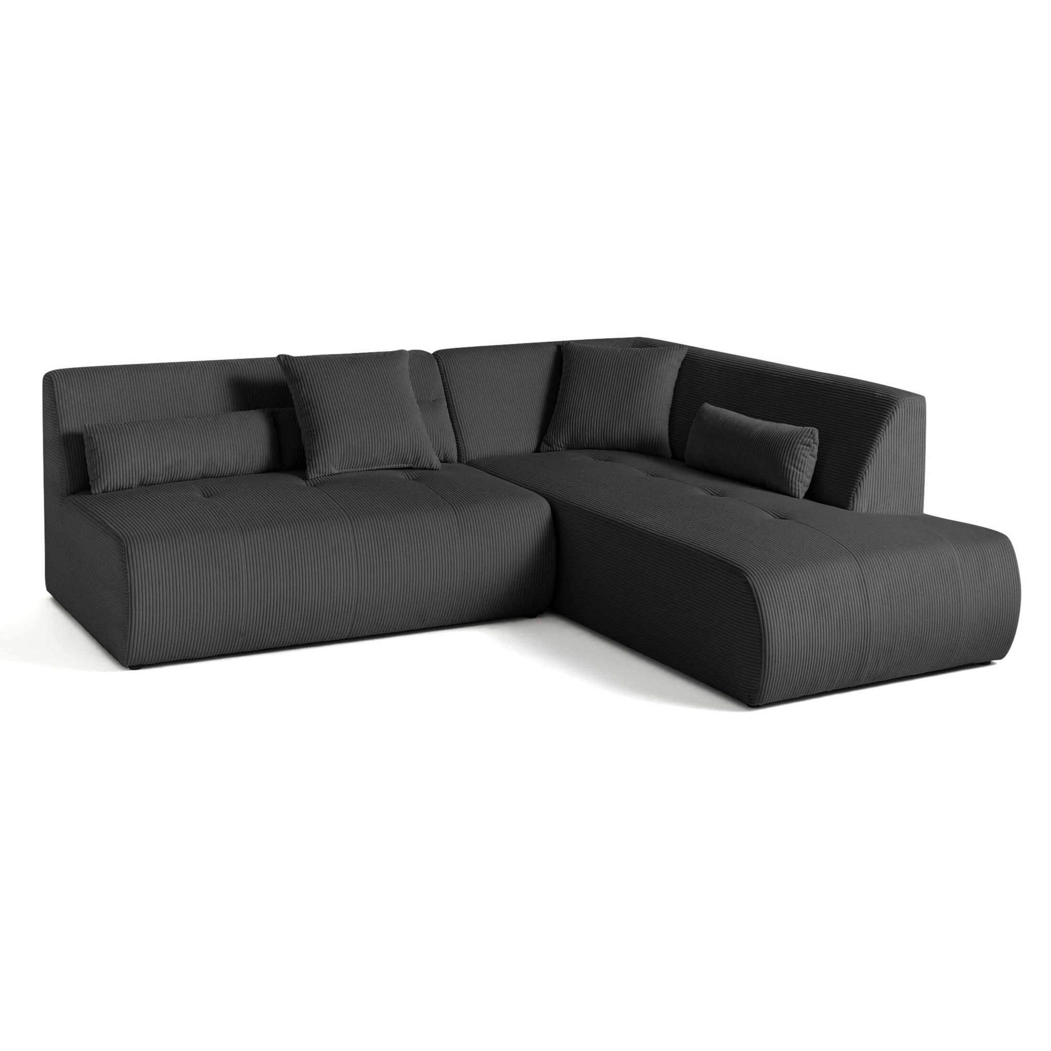 Onyx - canapé modulable d'angle droit - 5 places - en velours côtelé - Gris foncé