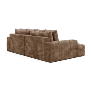 CAMELIA - Canapé 3 places en velours côtelé épais marron