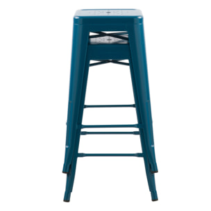 Lot de 2 tabourets pour îlot central 66 cm en métal bleu mat - Indus