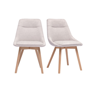 Chaises en tissu effet velours texturé beige et bois clair (lot de 2) ALESS