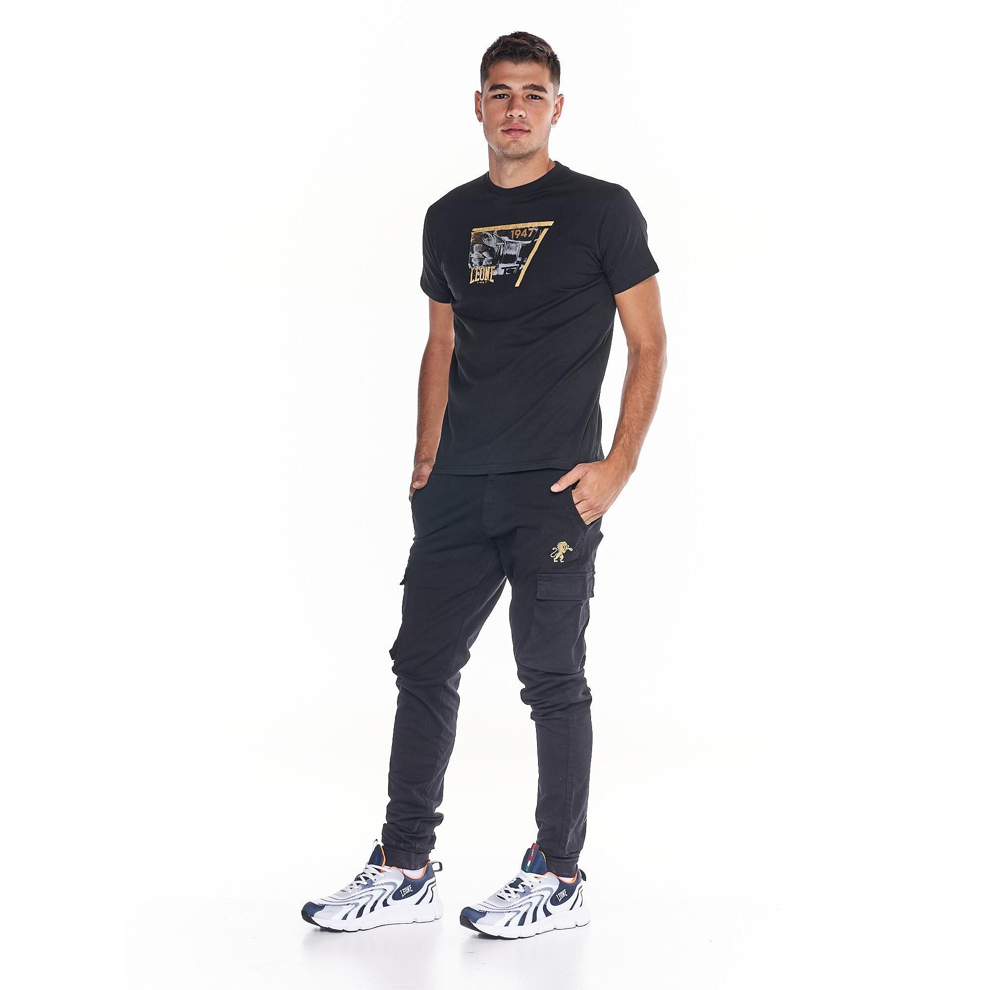 Camiseta hombre estampado boxeo b/n ORO