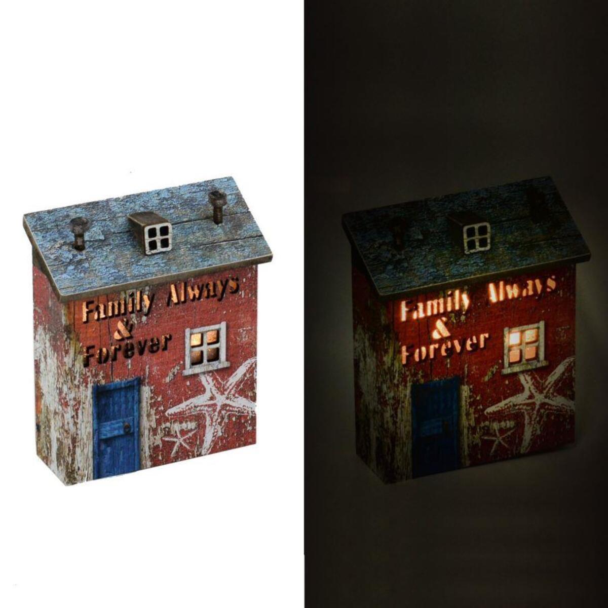 Casa in legno con stella e led cm12x5h14