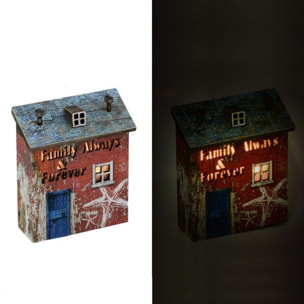 Casa in legno con stella e led cm12x5h14