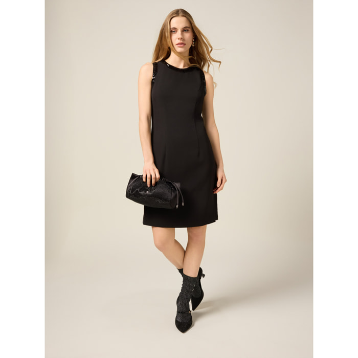 Oltre - Vestido tubo con bordes de lentejuelas - Negro