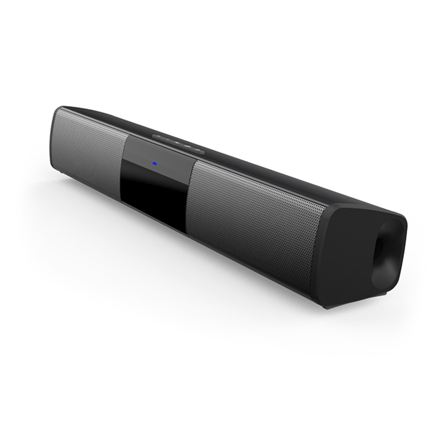 Soundbar 2.0 BS-28A. Bluetooth 4.2, ingresso USB, ausiliario, Micro SD e radio FM. Batteria integrata da 2000mAh.