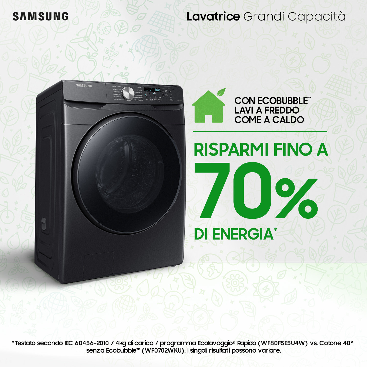 Samsung WF18T8000GV/ET Lavatrice a Caricamento Frontale 18 kg Classe C Nero