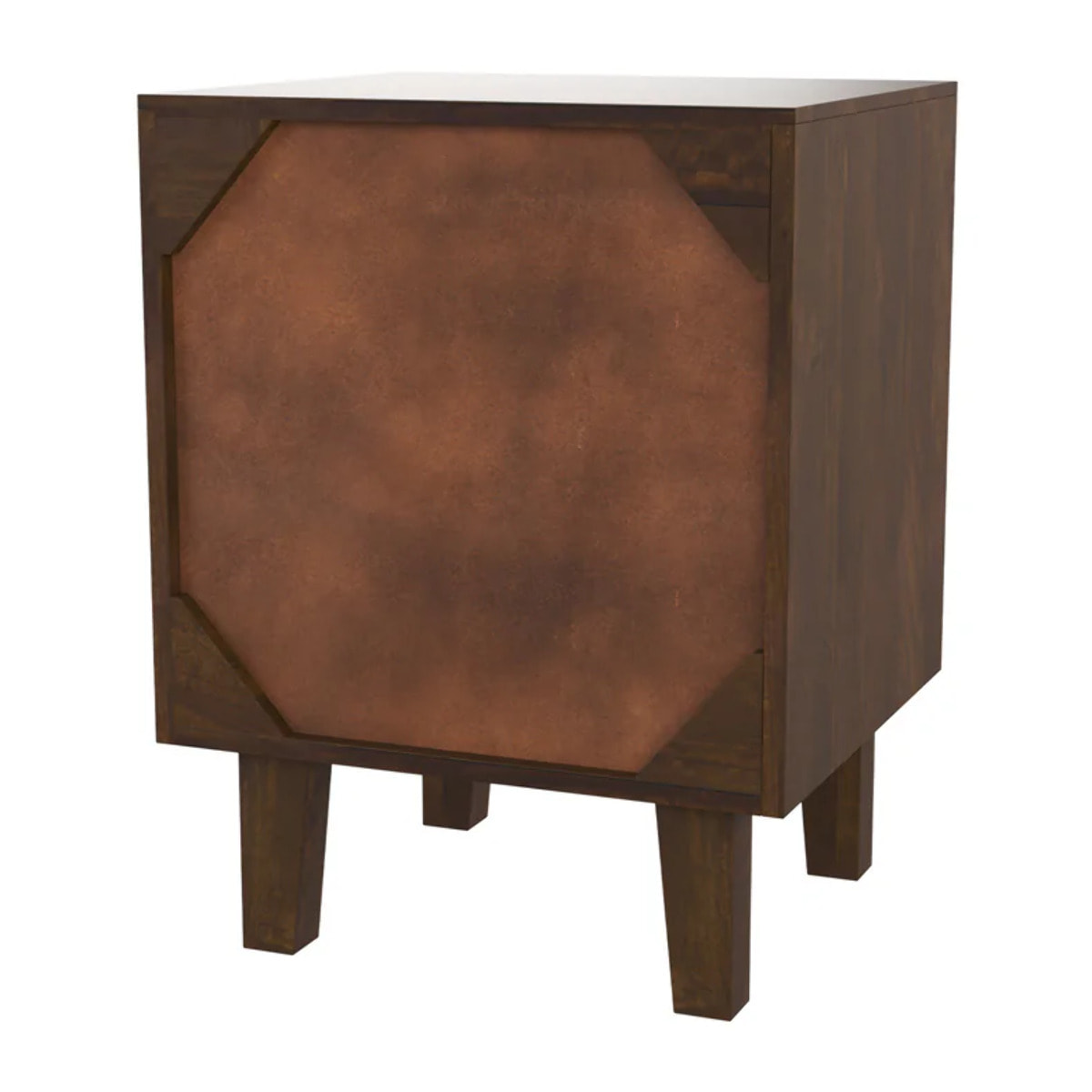 Table de chevet en bois et métal, 1 tiroir et 1 porte - Taiko