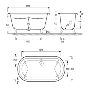 Baignoire Ilot Cléo 175 x 80 fonte