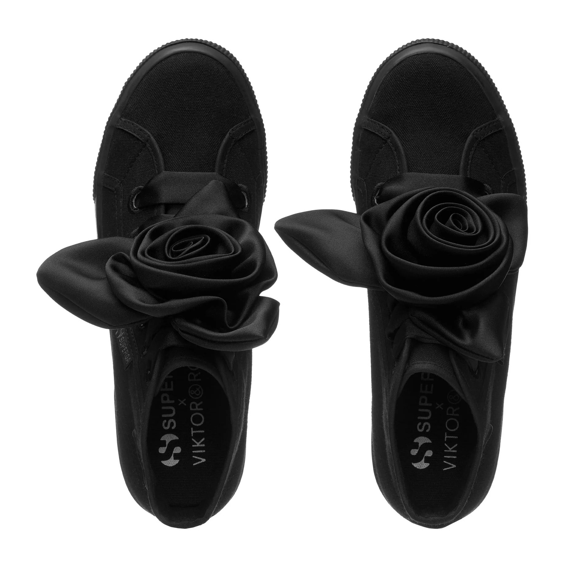 Scarpe Da Donna Superga Nero 2708 Hi Top Big Satin Rose