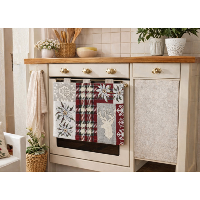 Copriforno Cucina Universale Cinigliato Copertura ProtezioneDecoarzione Forno Disegno Edelweiss Rosso