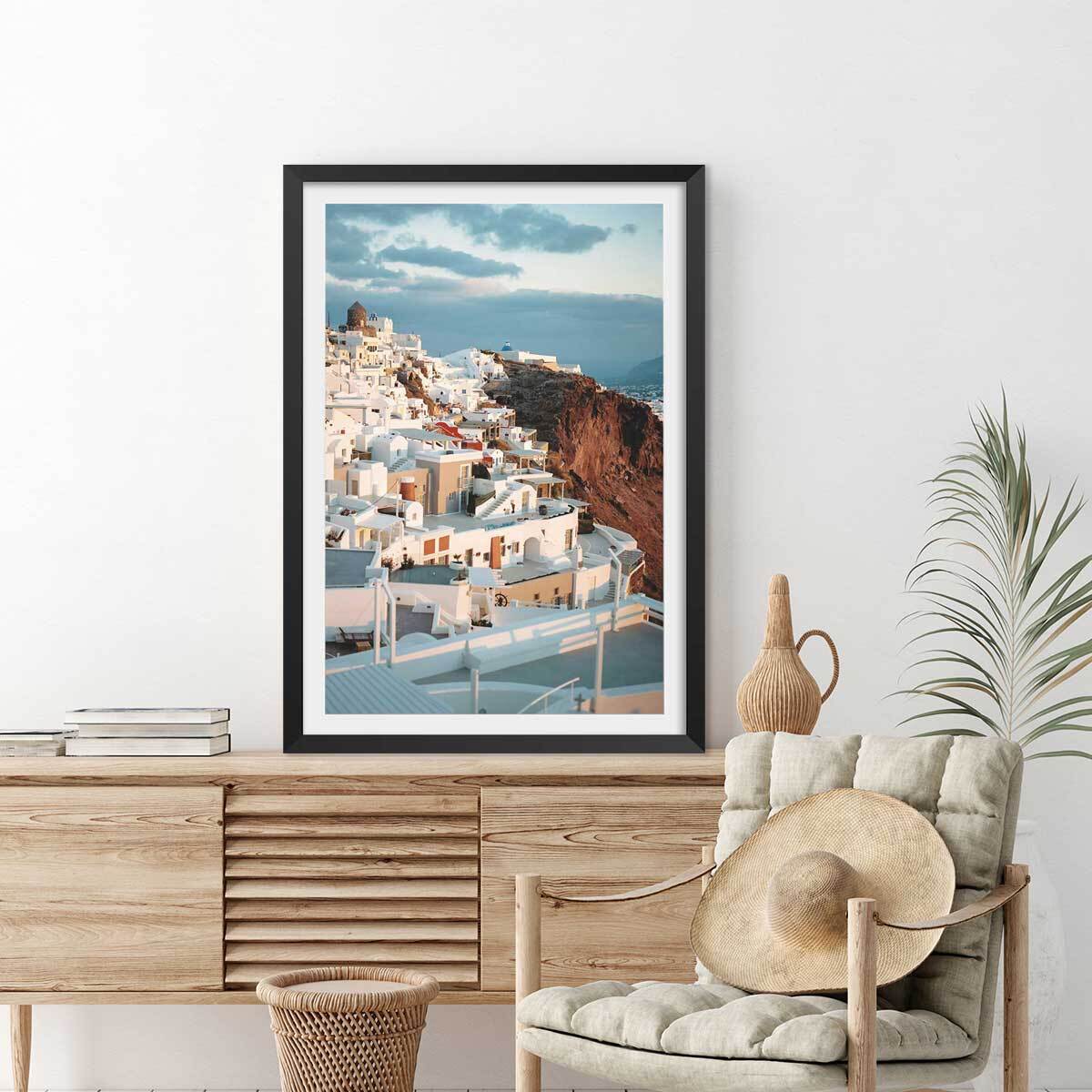 Poster photo paysage les cyclades ""santorini"" Affiche seule