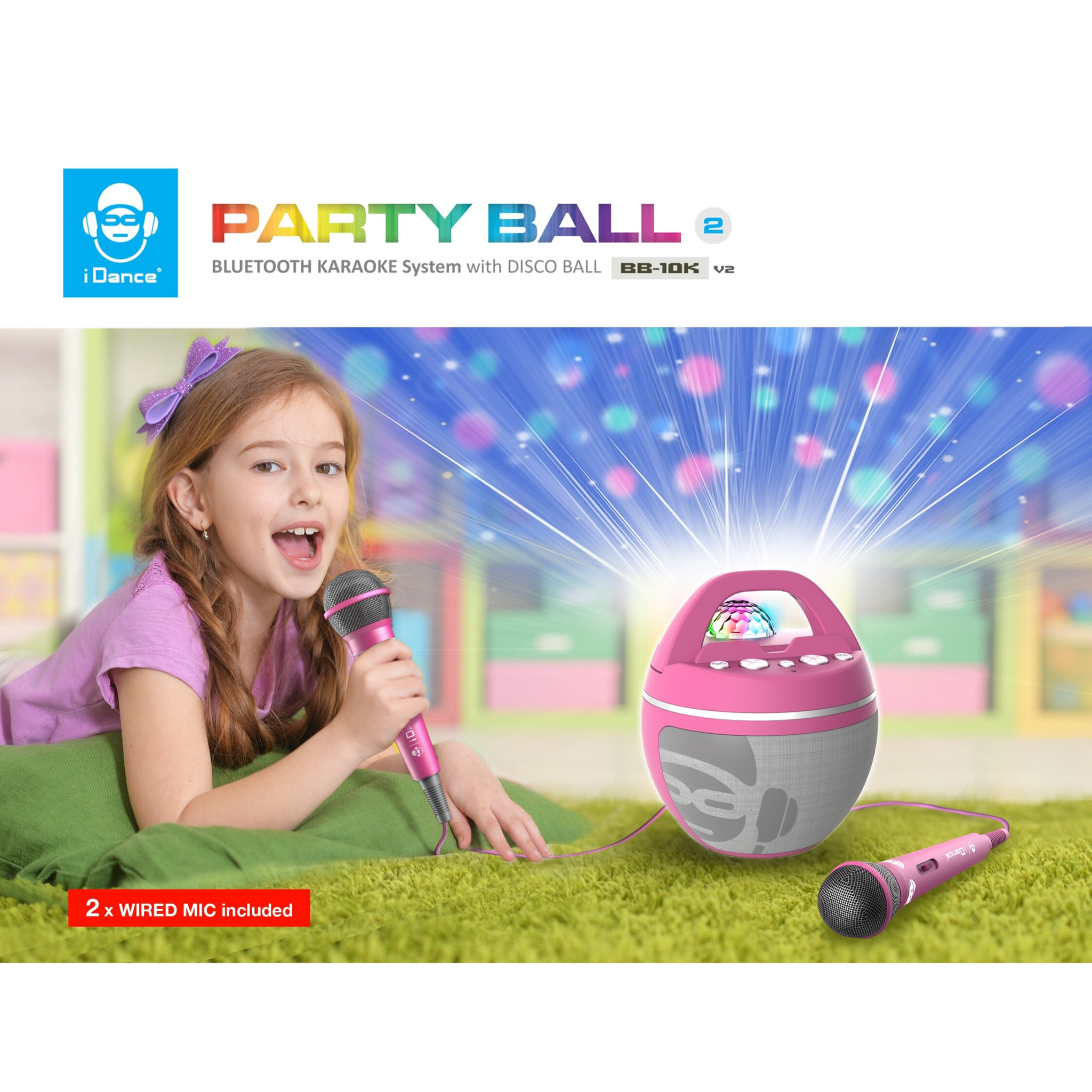 KARAOKE PARTY BALL ROSA 2 MICROS 40 WATT IDANCE