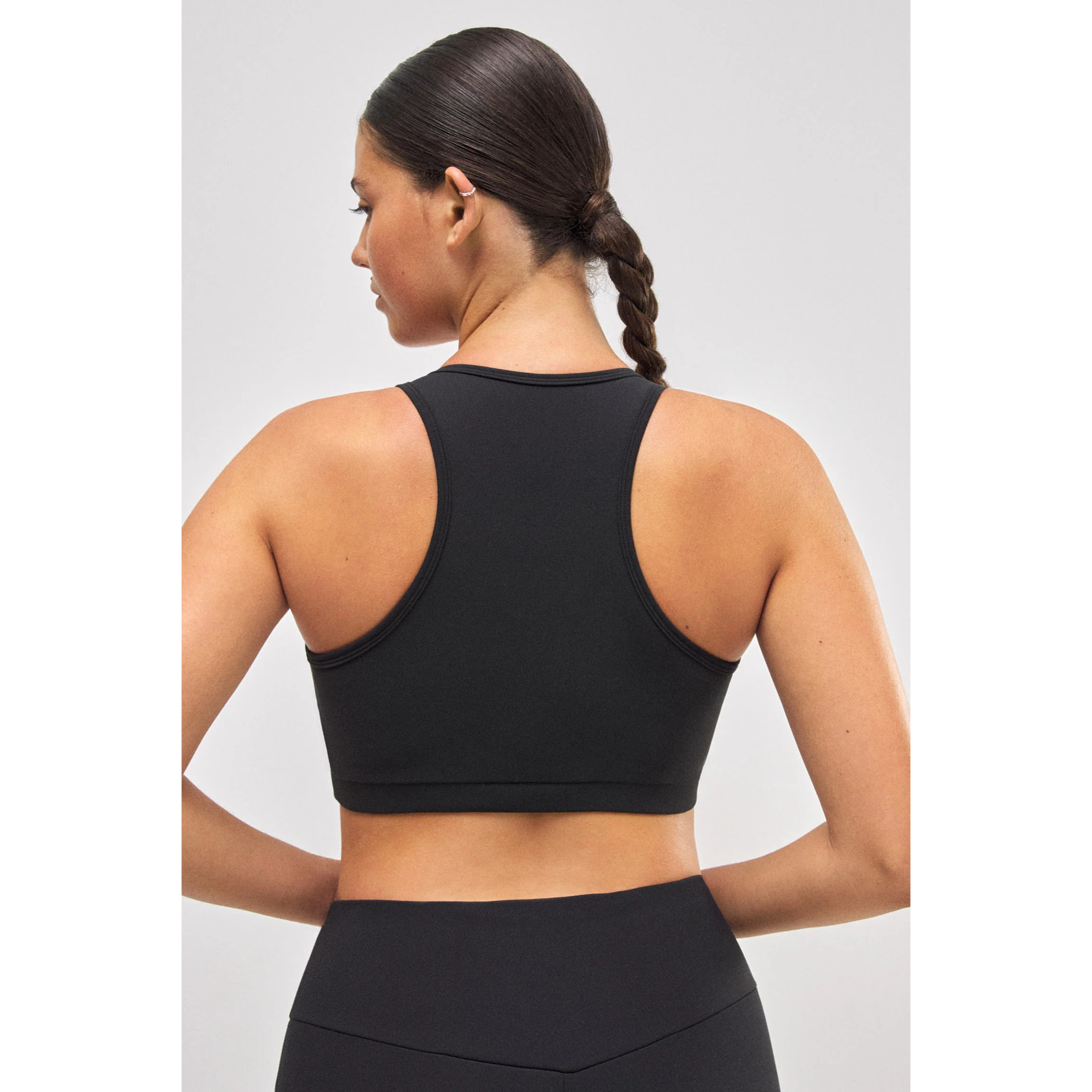 Reggiseno sportivo color block in cotone nero