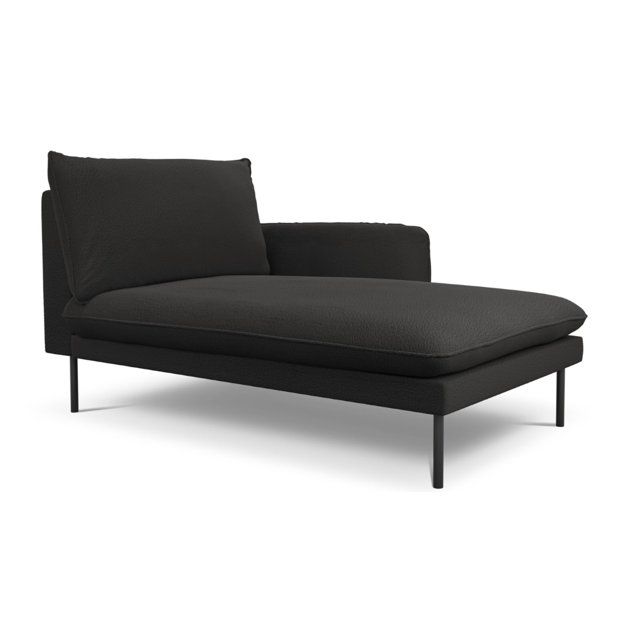 Méridienne droite "Vienna" en bouclé noir