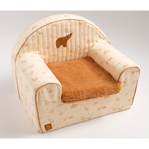 Fauteuil club enfant en gaze de coton et sherpa