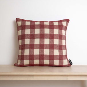 Housse de coussin jacquard 45x45 cm Vichy Grenat