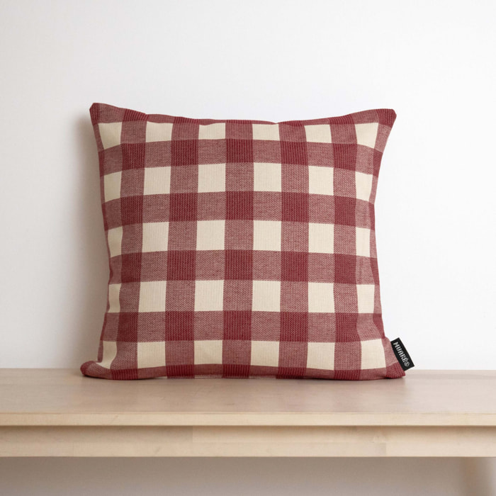 Housse de coussin jacquard 45x45 cm Vichy Grenat