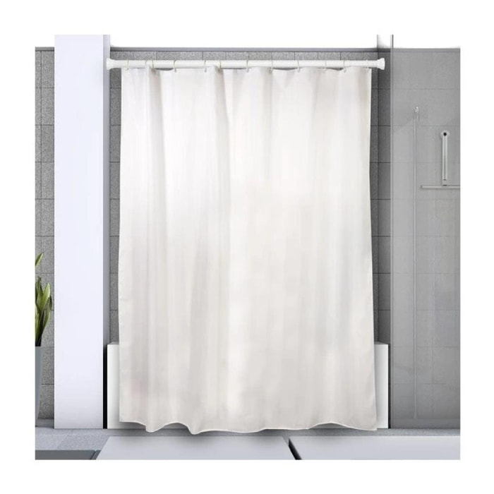 Barre tringle pour rideau de douche ou baignoire extensible sans perà§age en Alu KRETA 125-220cm Blanc Spirella