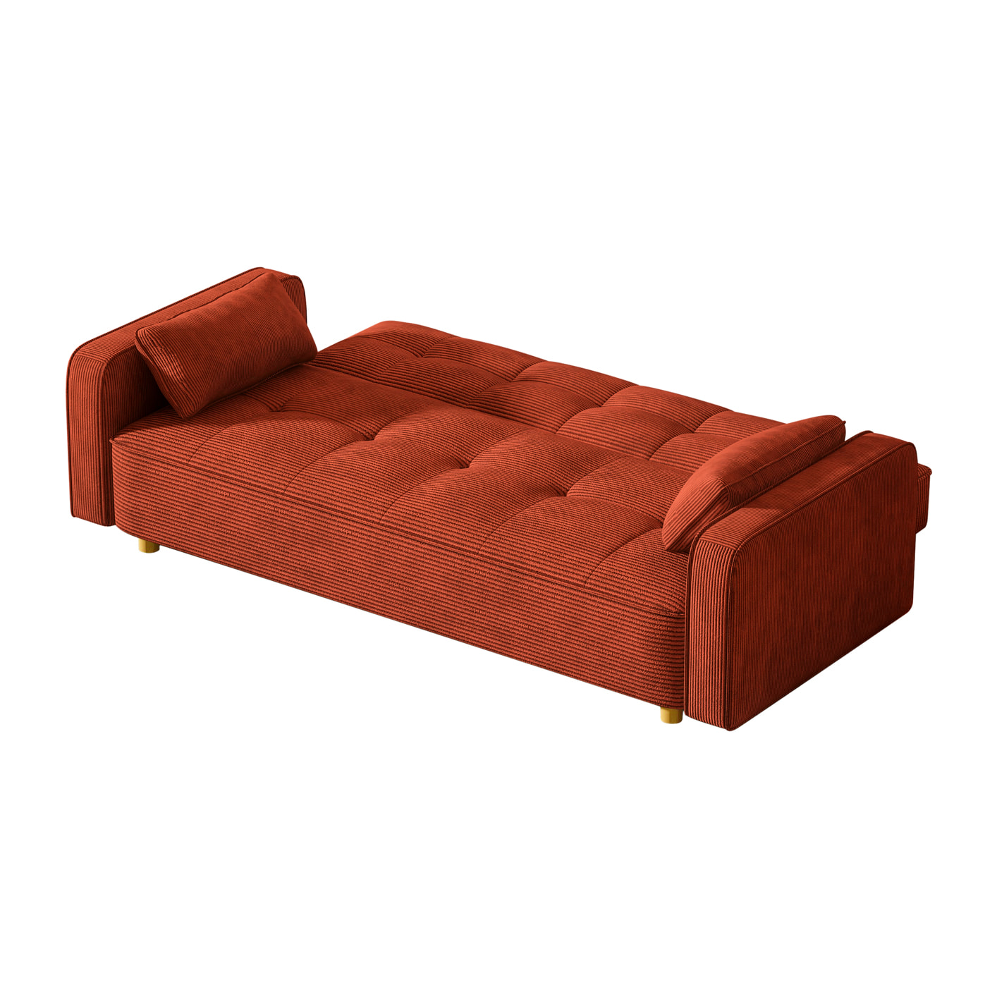 Canapé scandinave convertible 3 places en velours côtelé terracotta COOPER